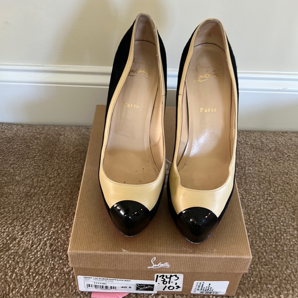 Christian Louboutin Mago 140 Suede/Napa/patent heels